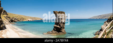 Tis Grias to Pidima beautiful Turquoise   beach, Greece, Cyclades islands, Andros island, Stock Photo