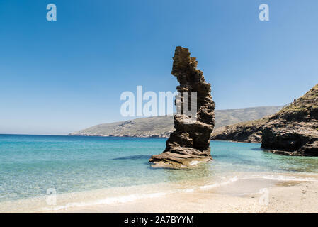 Tis Grias to Pidima beautiful Turquoise   beach, Greece, Cyclades islands, Andros island, Stock Photo