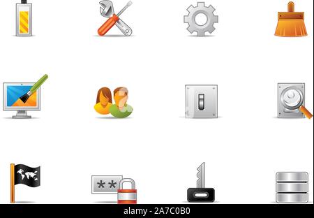 Commonly used control panel icons. Pixio set #16 Stock Vector