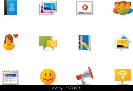 Commonly used Social Media & Social Networking icons. Pixio set #7 Stock Vector