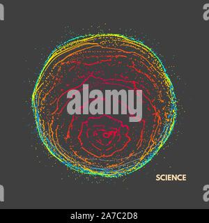3d abstract sphere. Array with dynamic particles. Modern science and technology element. Vector illustration. Stock Vector