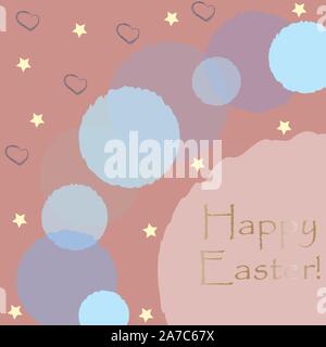 Happy Easter Greeting Card with golden message. Happy Easter Theme. Vector Illustration. Stock Vector