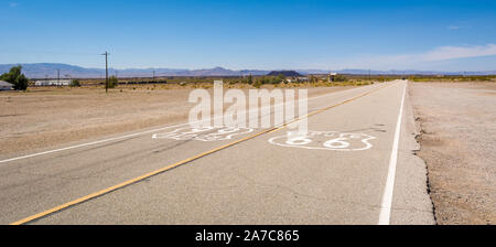 Historic Route 66 road in Californian desert. United States Stock Photo