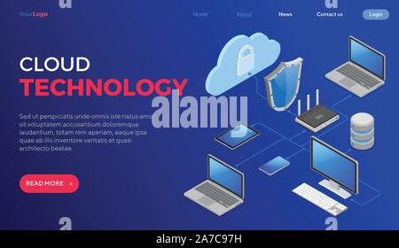Cloud Computing Technology Isometric Stock Vector