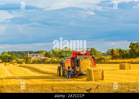 Harvesting Barley near  Portsoy in Aberdeenshire Scotland