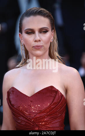 VENICE, ITALY - AUGUST 29,2019: Scarlett Johansson walks the red carpet ahead of the 'Marriage Story' screening during the 76th Venice Film Festival Stock Photo