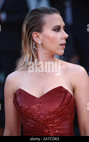 VENICE, ITALY - AUGUST 29,2019: Scarlett Johansson walks the red carpet ahead of the 'Marriage Story' screening during the 76th Venice Film Festival Stock Photo