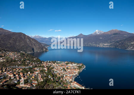 Amazing view of Menaggio seen from Monte Crocetta - Como lake in Italy Stock Photo