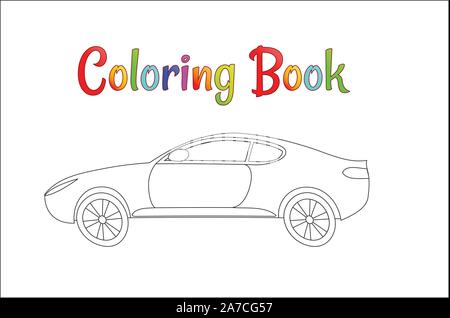 Comic racing car background vector illustration coloring page for kids. Auto traffic and speed. Automobile racing car. Stock Vector