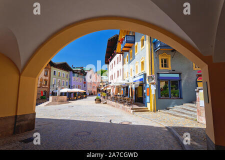 Town of Berchtesgaden colorful street and historic architecture view, Bavaria Alps region of Germany Stock Photo
