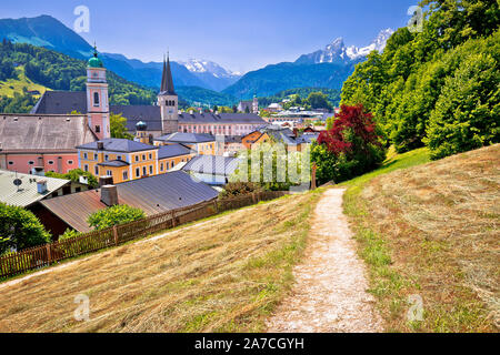 Town of Berchtesgaden and Alpine landscape view, Bavaria region of Germany Stock Photo