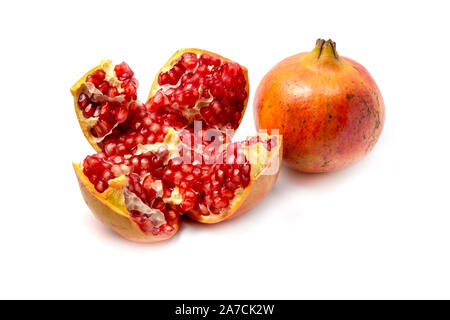 White pomegranate (Punica granatum) on a white background Stock Photo