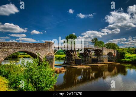 The Toll Bridge at Whitney on Wye, Herefordshire Stock Photo