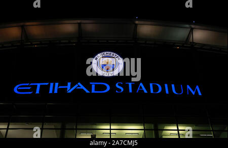 29th October 2019, Etihad Stadium, Manchester, England; Carabao Cup, Manchester City v Southampton : Outside the Etihad Stadium Credit: Conor Molloy/News Images Stock Photo