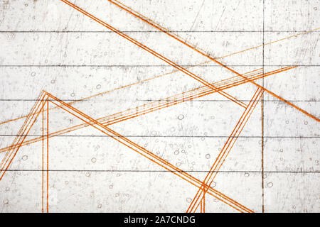 Orange lines on old and scratched paper, texture background Stock Photo