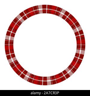 Round frame vector vintage pattern design template. Circle border designs plaid fabric texture. Scottish tartan background for collage art, gif card, Stock Vector