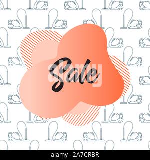 Seamless pattern Vacuum cleaner, inscription Sale 50, 20 percent price reduction advert. Black Friday, Cyber Monday background. Purchase. Discount pro Stock Vector