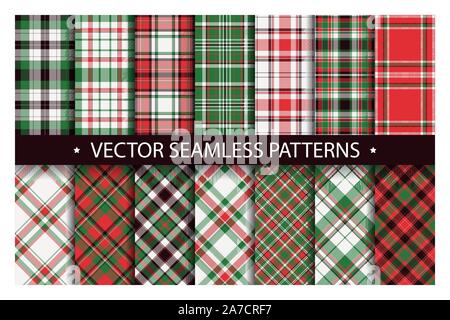 Tartan set pattern seamless plaid vector. Geometric background