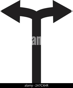 Bifurcation Arrows Left Right icon on white background. spilt icon for your web site design, logo, app, UI. spilt up symbol. flat style. Stock Vector
