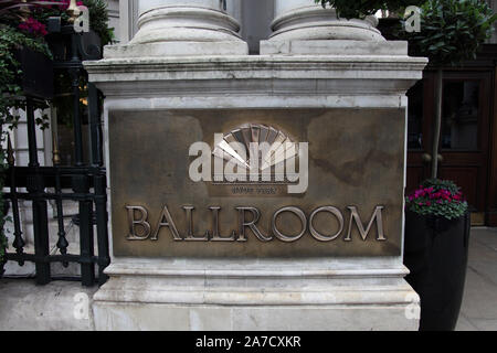 Sign for the Mandarin Oriental Hyde Park Ballroom, London, UK, 2019 Stock Photo