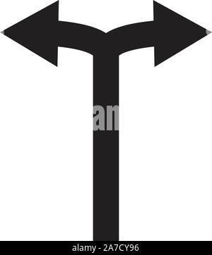 Bifurcation Arrows Left Right icon on white background. spilt icon for your web site design, logo, app, UI. spilt up symbol. flat style. Stock Vector