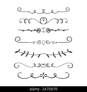 Doodle hand drawn dividers,isolated on white background,vector illustration Stock Vector