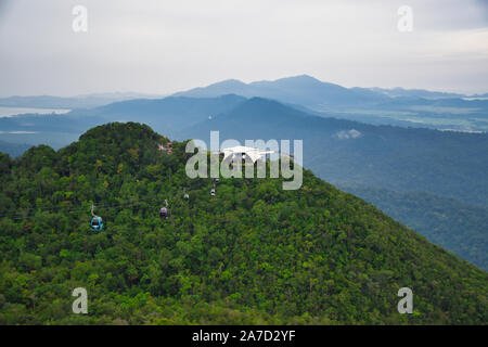 Langkawi, Malaysia 12.08.2019: Langkawi Cable Car, also known as Langkawi SkyCab, is one of the major attractions in Langkawi. These cable cars ride t Stock Photo