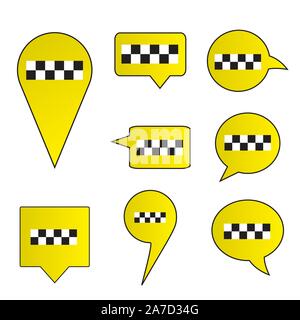 Speech bubbles with taxi symbol,templates for web or others,cartoon vector illustration Stock Vector