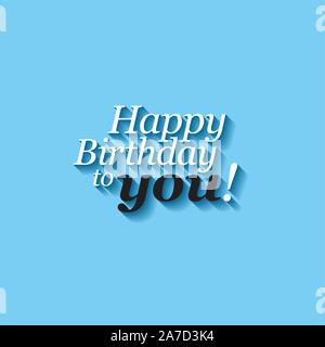 Modern Happy Birthday card template with minimalistic typography and long shadow effect Stock Vector