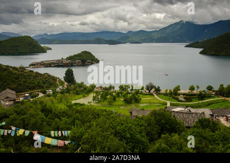 View of Lugu Lake, Yunnan, China, Asia Stock Photo