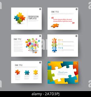 Vector Template for presentation slides with puzzle pieces Stock Vector