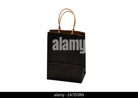 Black paper kraft gift bags isolated on white background Stock Photo
