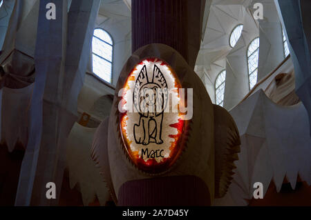 The Emblem Of The Evangelist Mark In La Sagrada Familia In Barcelona Spain Stock Photo Alamy