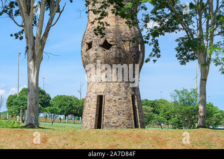 Campo Grande - MS, Brazil - October 30, 2019: Zarabatana Indigenous Monument at Park of the Nations Indigenous. Tourist place.