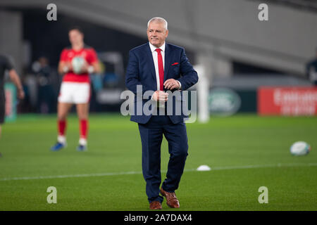 Warren Gatland, coach of Wales before the Rugby World Cup bronze final match between New Zealand and Wales in Tokyo, Japan, on November 1, 2019. (Photo by Flor Tan Jun/Espa-Images) Stock Photo