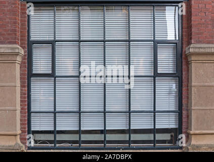 Big Glass Wall Window With Aluminium Blinds Stock Photo