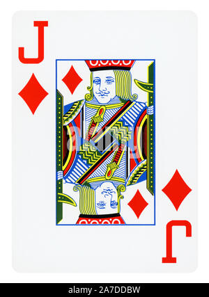 Jack of Diamonds Vintage playing card isolated on white (clipping path included) Stock Photo