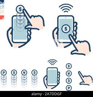 This is an image illustration of electronic currency using a smartphone. It's vector art so it's easy to edit. Stock Vector
