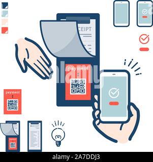 This is an illustration of QR code payment on a smartphone. It's vector art so it's easy to edit. Stock Vector