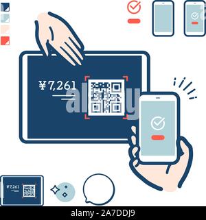 This is an illustration of QR code payment on a smartphone. It's vector art so it's easy to edit. Stock Vector