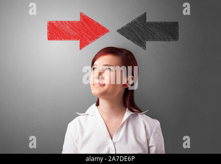 Business person choosing between several directions Stock Photo