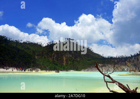 lake in mountain - Kawah Putih, Ciwidey, Bandung, West Java, Indonesia Stock Photo