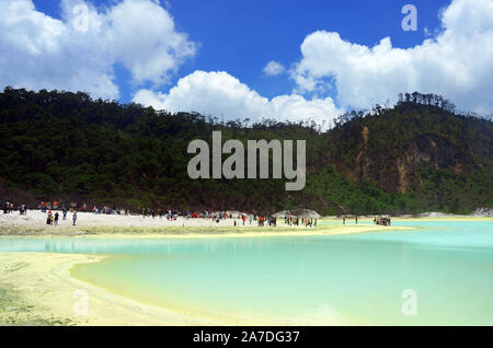 lake in mountain - Kawah Putih, Ciwidey, Bandung, West Java, Indonesia Stock Photo