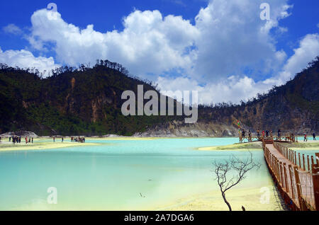 lake in mountain - Kawah Putih, Ciwidey, Bandung, West Java, Indonesia Stock Photo