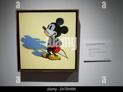New York, USA. 01st Nov, 2019. Mickey Mouse by Wayne Thiebaud is on display at a press preview for Christie's 20th Century Week sale on Friday, November 1, 2019 in New York City. Photo by John Angelillo/UPI Credit: UPI/Alamy Live News Stock Photo