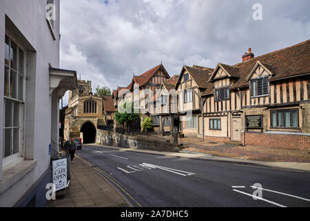 The ancient 14th century Lord Leycester Hospital in Warwick Stock Photo