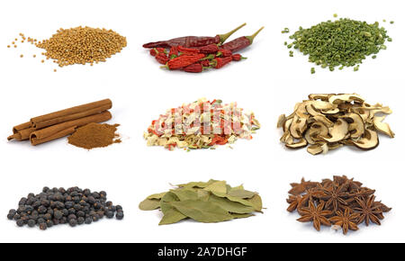 Various spices in a collage Stock Photo