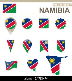 Namibia Flag Collection, 12 versions Stock Vector