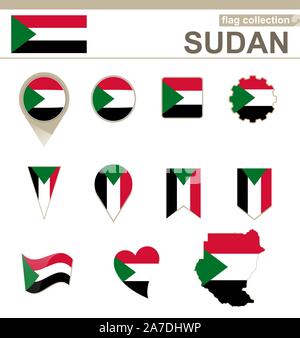 Sudan Flag Collection, 12 versions Stock Vector