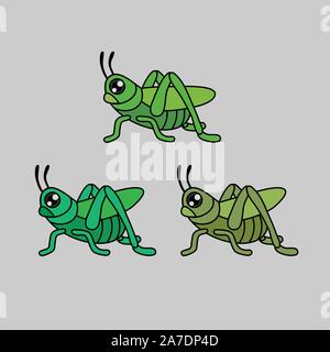 grasshopper character vector. logo green Stock Vector